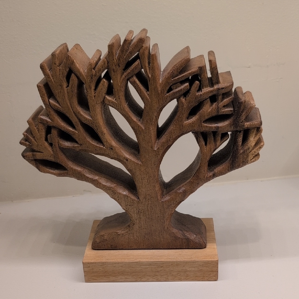 Rustic Brown Wooden Tree Sculpture